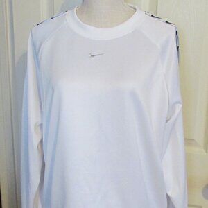 Women's Amazing NIKE Sweatshirt White With Nike Swooshes Down Sleeve Size M